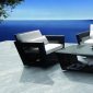 Black/White Modern 4 Pc Patio Sofa, Chairs & Table Set