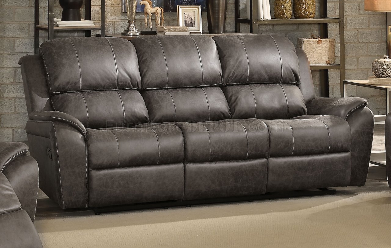 Barnaby Motion Sofa 52880 in Gray Polished Microfiber by Acme