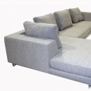 Grey Fabric Modern Sectional Sofa with Metal Legs