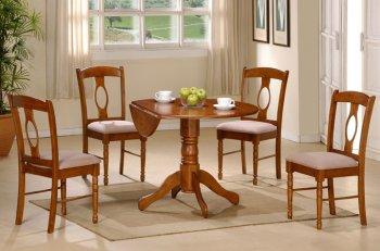 Oak Wood Finish Round Dinette Table w/Pedestal Base [PXDS-F2026-F1024]