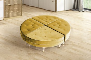 QUARTERS Coffee Table - Set of 2 Quarters - Yellow Velvet [KCCT-Quarters Yellow]