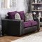 Biden SM6304 Sofa in Purple Fabric & Black Leatherette w/Options