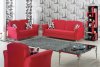 Red Fabric Modern Convertible Sofa Bed w/Optional Items