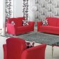 Red Fabric Modern Convertible Sofa Bed w/Optional Items