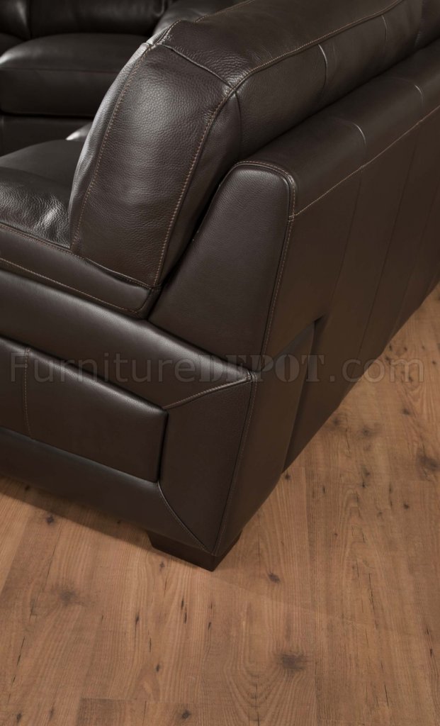 Truffle-Brown Top Grain Leather Modern Sofa & Loveseat Set