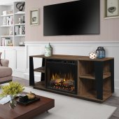 Arlo Electric Fireplace Media Console Walnut by Dimplex w/Logs