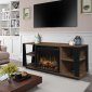 Arlo Electric Fireplace Media Console Walnut by Dimplex w/Logs