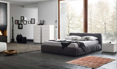 Twist Dark Grey Bedroom by Rossetto w/Optional White Casegoods