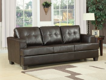 Brown Bonded Leather Modern Sofa w/Queen Size Sleeper [AMS-15060 Platinum]