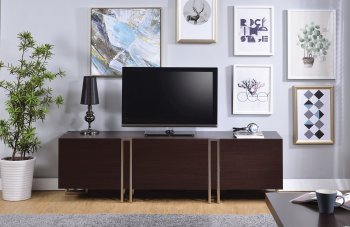 Cattoes TV Stand 91795 in Dark Walnut & Nickel by Acme [AMTV-91795-Cattoes]