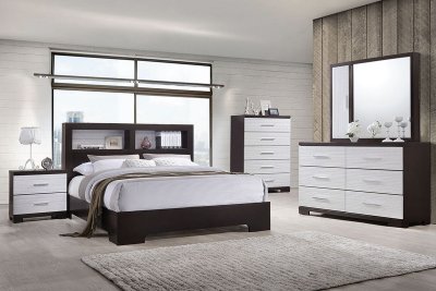 F9325 5Pc Bedroom Set in Espresso & White by Poundex w/Options