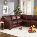 Burgundy or Black Bonded Leather Classic Sectional Sofa