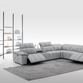 Beaumont Sectional Sofa in Light Gray Leather by J&M