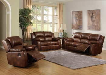 Warm Medium Brown Bonded Leather Contemporary Sofa w/Options [HES-9888]