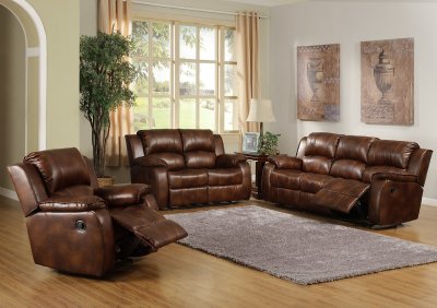 Warm Medium Brown Bonded Leather Contemporary Sofa w/Options