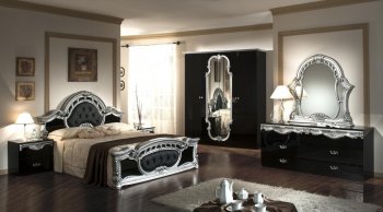 Black & Silver Two-Tone Finish 5Pc Traditional Bedroom Set [VGBS-Rococo-Black-Silver]