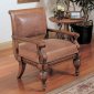 Rich Medium Brown Finish Fabric Accent Chair w/Carving Details