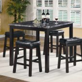 Black Finish & Faux Marble Top Modern 5Pc Counter Height Set