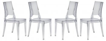 Coral Set of 4 Dining Chairs CDC19CL in Clear by LeisureMod [LMDC-CDC19CL-Coral Clear]