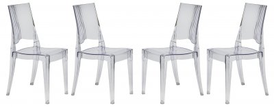 Coral Set of 4 Dining Chairs CDC19CL in Clear by LeisureMod