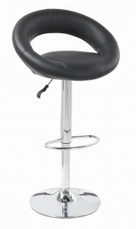 Set of 2 Black Vinyl Seat & Metal Base Modern Barstools