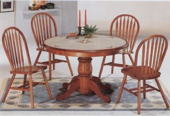 Classic Oak Dining Room Round Table & Deluxe Arrow Back Chairs [CRDS-116-5249]