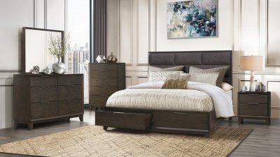 Willow Bedroom Gray Oak & Chocolate Glitter by Global w/Options