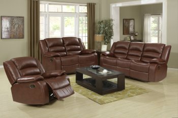 4172 Reclining Sofa in Brown Leatherette w/Options [EGS-4172]