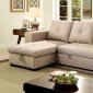 Denton Sectional Sofa CM6149IV in Ivory Fabric w/Sleeper