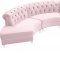 Anabella Sectional Sofa 697 5Pc Pink Velvet Fabric by Meridian