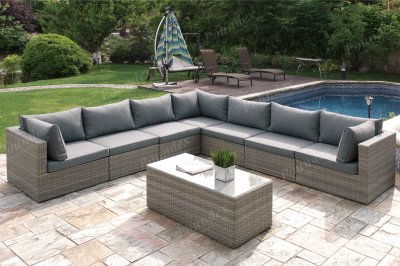 413 Outdoor Patio 8Pc Sectional Sofa Set by Poundex w/Options