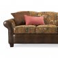 Fabric & Bycast Leather Traditional Living Room Sofa w/Ottoman