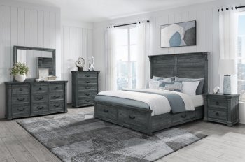 Tatum Bedroom Set 5Pc in Gray by Global w/Storage Bed [GFBS-Tatum Storage Gray]