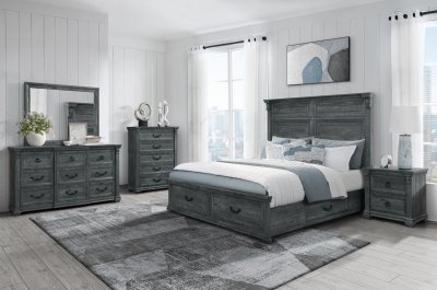 Tatum Bedroom Set 5Pc in Gray by Global w/Storage Bed