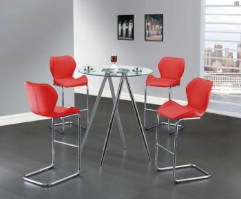 D1503BT Dining 5Pc Set by Global w/Glass Top & Red Chairs [GFDS-D1503BT-D1446BS-R]