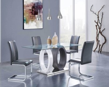 D1628DT Dining Set 5Pc in White & Grey by Global w/Options [GFDS-D1628DT-D915DC]