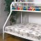 White Finish Contemporary Twin/Full Bunk Bed w/Built-In Ladders