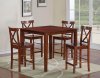 Brown Finish Modern Square Top 5Pc Counter Height Dining Set