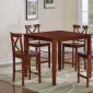 Brown Finish Modern Square Top 5Pc Counter Height Dining Set