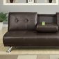 Espresso Finish Faux Leather Modern Sofa Bed w/Cup Holders