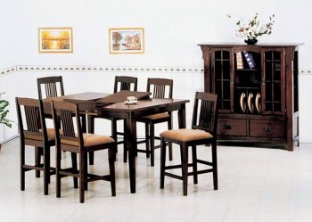 Dark Brown Finish Modern 7Pc Counter Height Dining Set w/Options [YTDS-WE7000-Wesley]