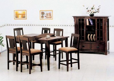 Dark Brown Finish Modern 7Pc Counter Height Dining Set w/Options