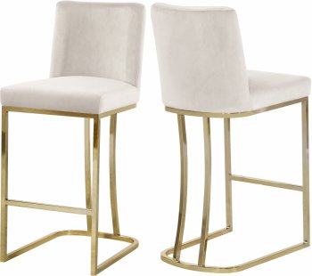 Heidi Counter Stool 777 Set of 2 Cream Velvet Fabric by Meridian [MRDC-777 Heidi Cream]