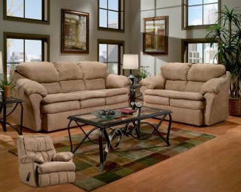 Camel Fabric Modern Sofa & Loveseat Set w/Optional Recliner [CHFS-V4-6500-Camel]