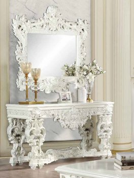 Adara Sofa Table LV01217 Antique White by Acme w/Optional Mirror [AMCT-LV01219 Adara]