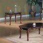 Cherry Wood Finish Traditional 3Pc Coffee Table Set