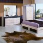 Beige and Wenge Gloss Finish Modern Bedroom Set