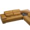 Camel Leather Modern Sectional Sofa w/Adjustable Headrests