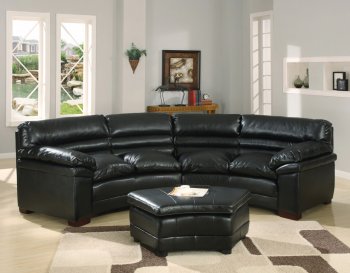 Black Full Bonded Leather Sectional Sofa w/Optional Ottoman [WDSS-2072]