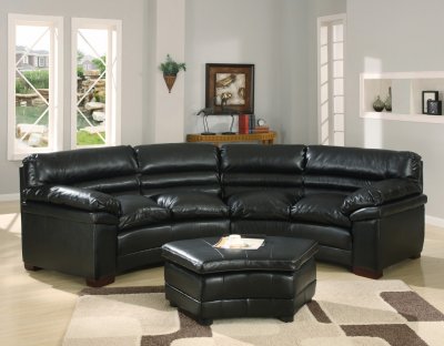 Black Full Bonded Leather Sectional Sofa w/Optional Ottoman